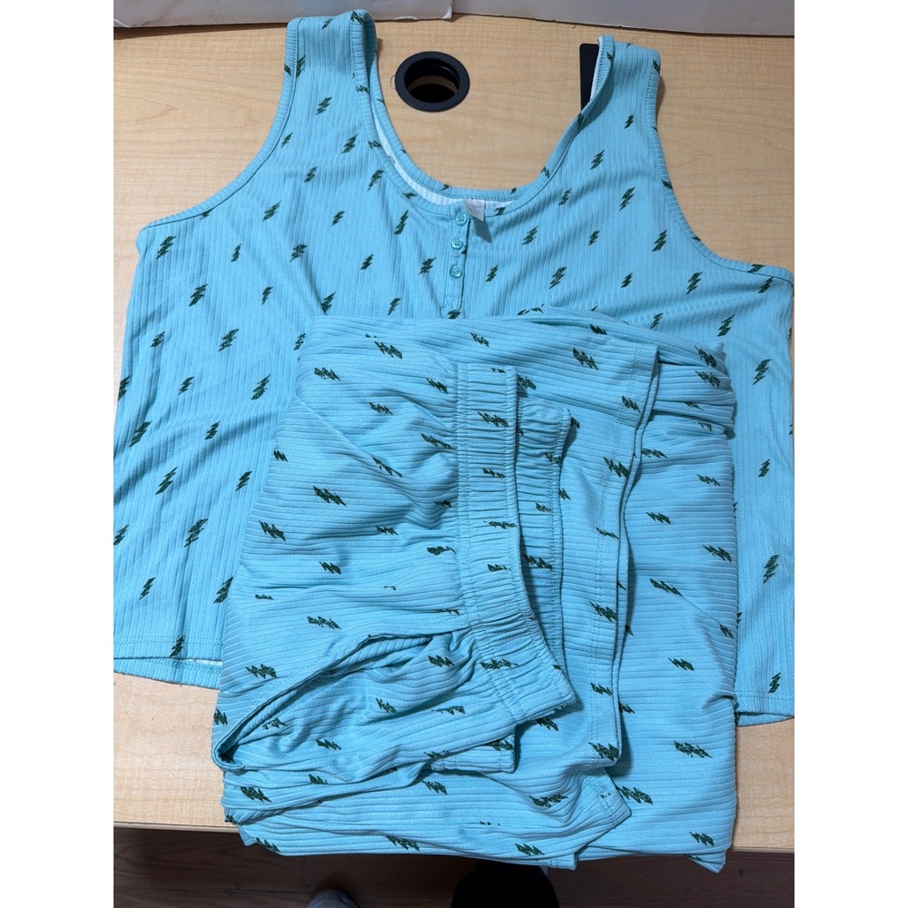 Arizona Body Sleepwear Pajama Set XXL Blue Lightning Bolt Ribbed Tank and Pants